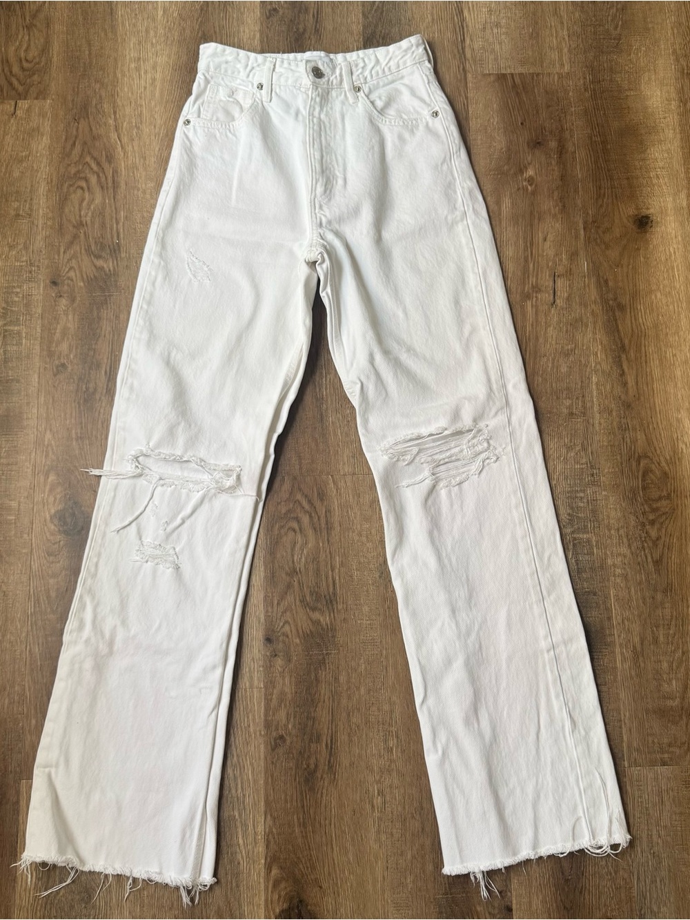 Zara Wide Leg Distressed Jeans